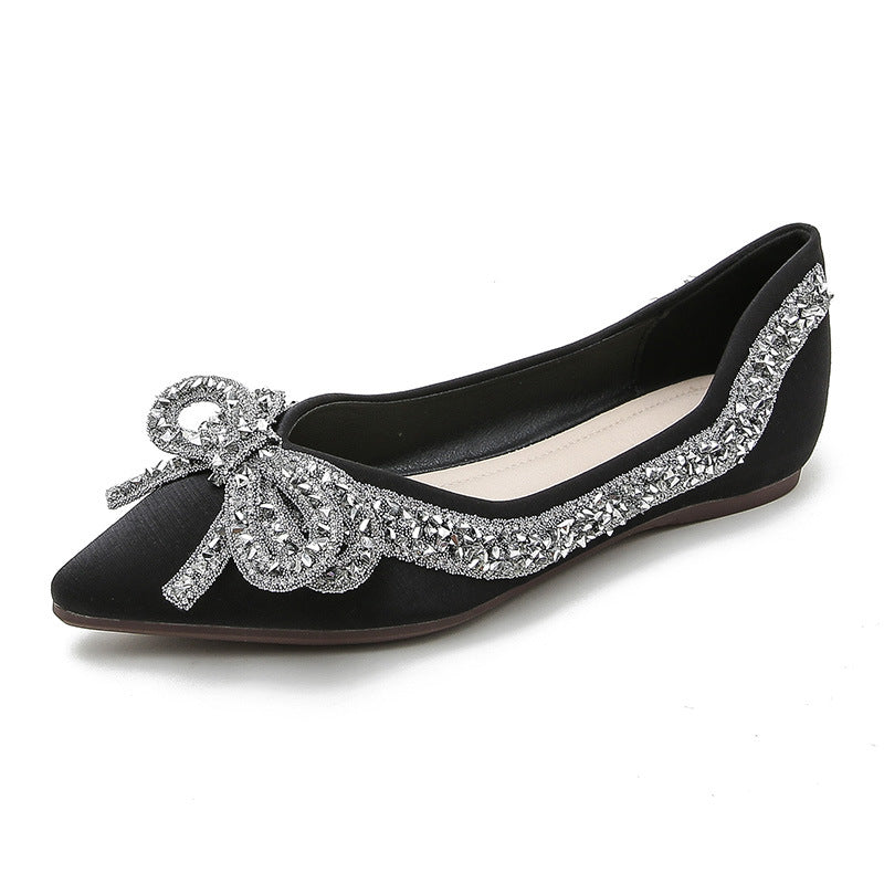 Spring And Autumn New Evening Style Flat Gentle Diamond Shoes