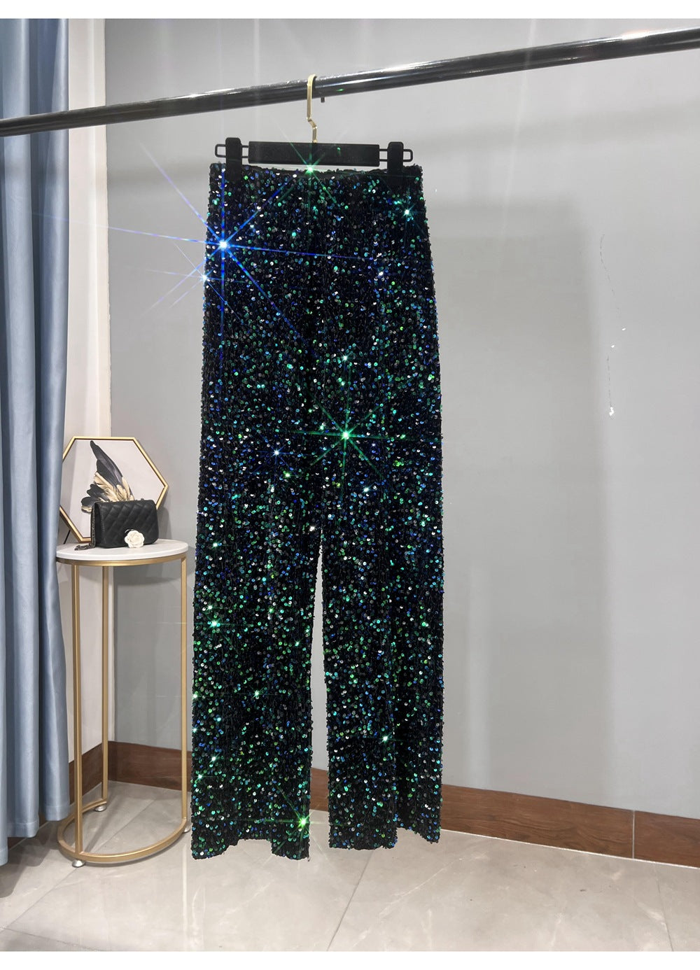 Women's Sequin Wide-leg Pants Lengthened Draping Mop