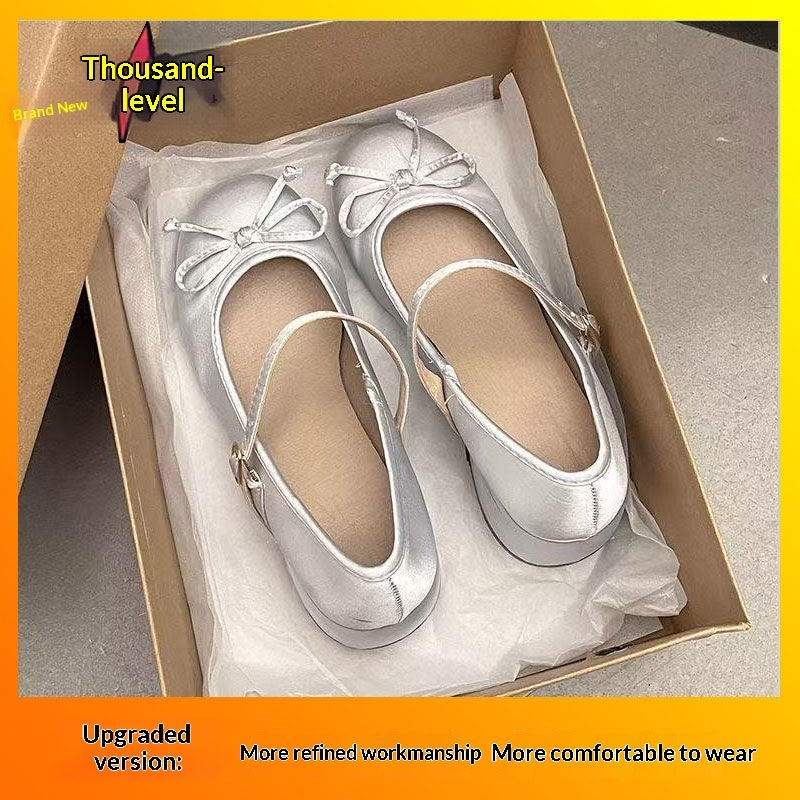 New Buckle Strap Versatile Chunky Heel Round Toe French Chic Shallow Cut Qipao Mary Jane Shoes