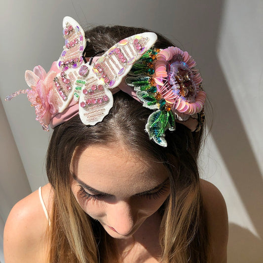Rice Beads With Diamonds And Sequins Butterfly Headband