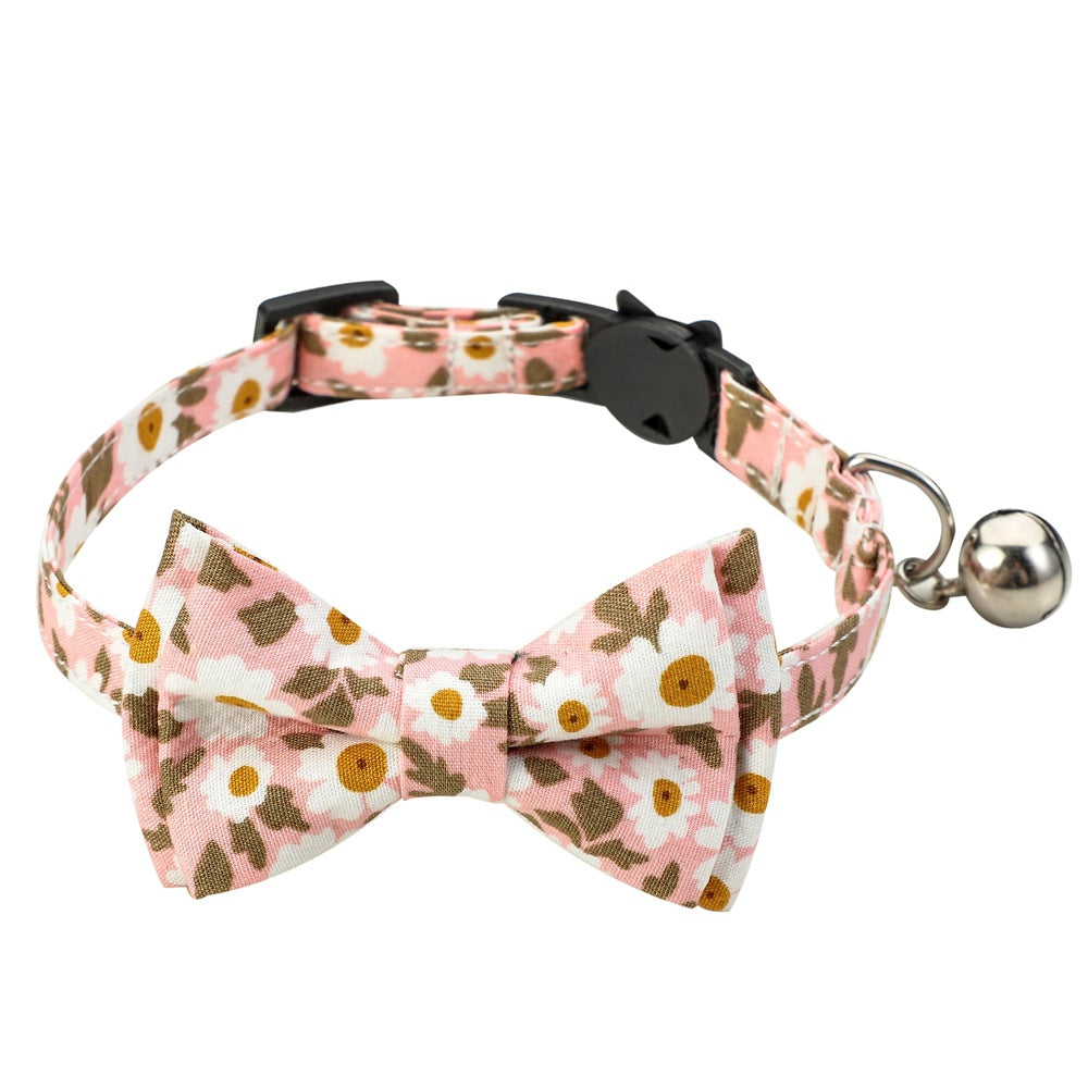 Cotton Small Floral Cat Collar Pet Bow