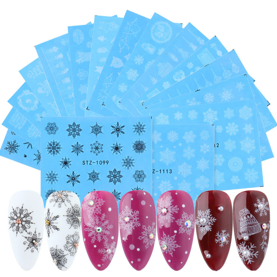 Black And White Lace Flower Nail Art Sticker Set