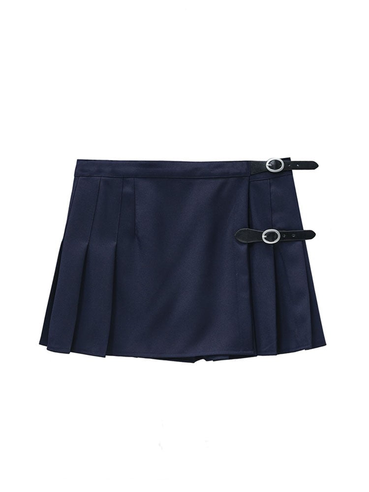 American Pleated Skirt Bm Half Body High Waisted Plaid Short Skirt