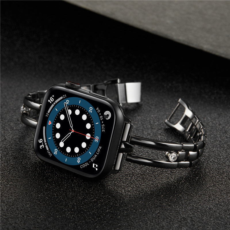 Stainless Steel Metal Round Diamond Strap