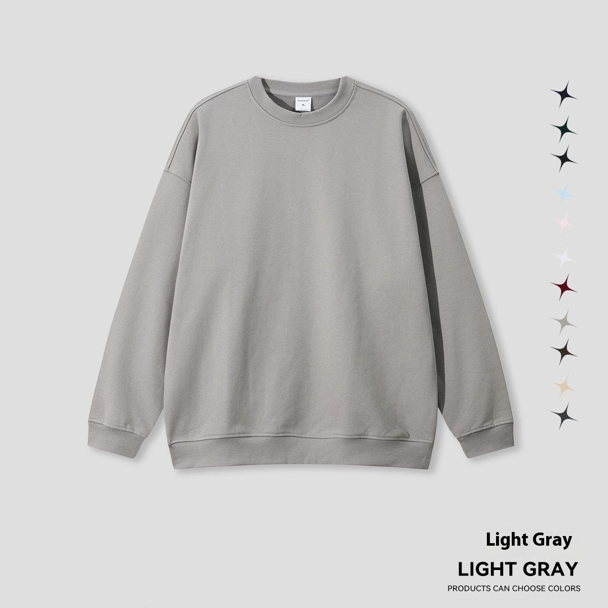 Round Neck Solid Color Hoodie Street Fashion Loose