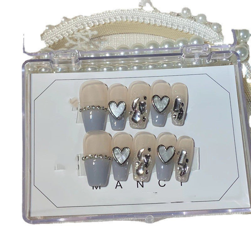 Wear Nail Haze Blue French Love Manicure Detachable