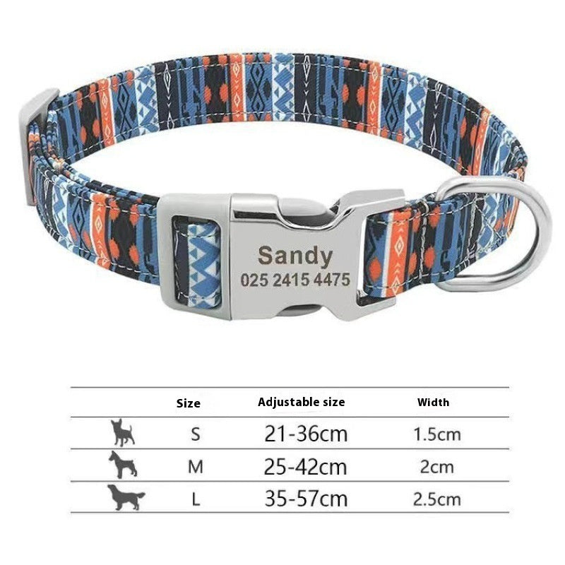 Dog Tag Anti-lost Adjustable Semi-metal Release Buckle Medium And Large