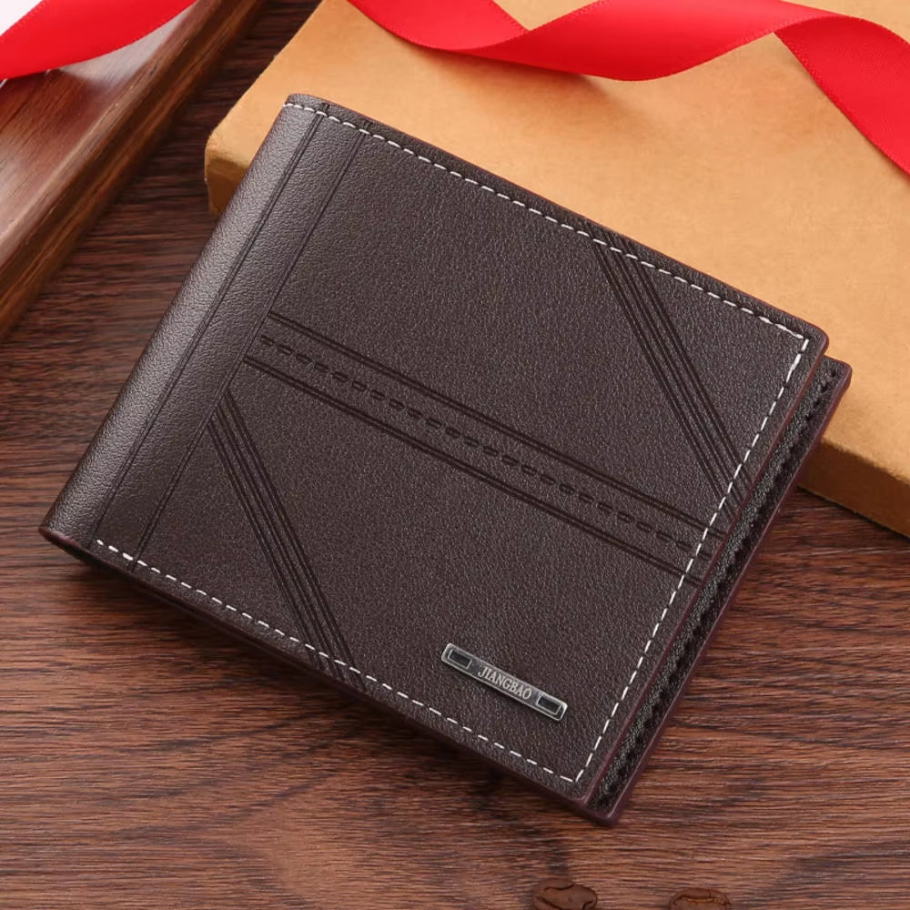 New Men'S Wallet Short Wallet Men'S Youth Fashion Thin Multi Card Large Capacity Horizontal Business Soft Leather Wallet