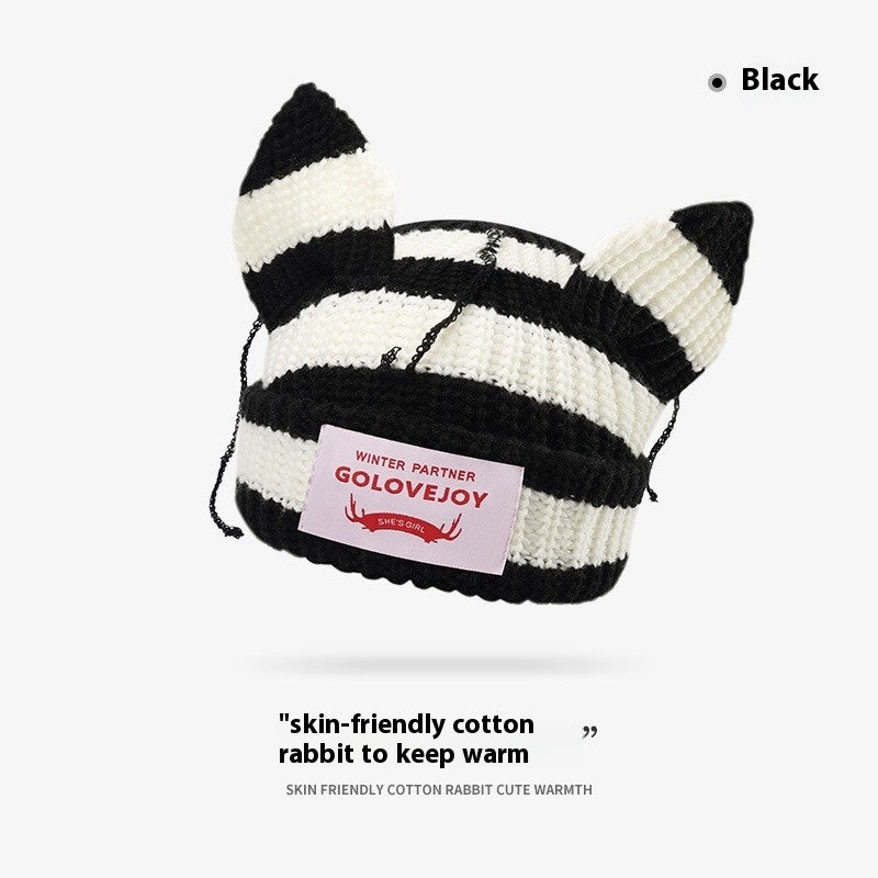 Cat Ear Warm And Simple Big Head Circumference Hat
