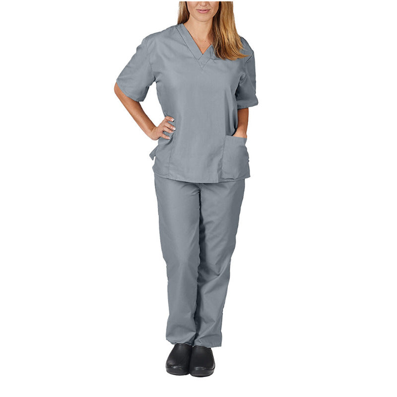 Solid-color V-neck Nursing Work Uniform Caregiver Uniform Nurse Attire