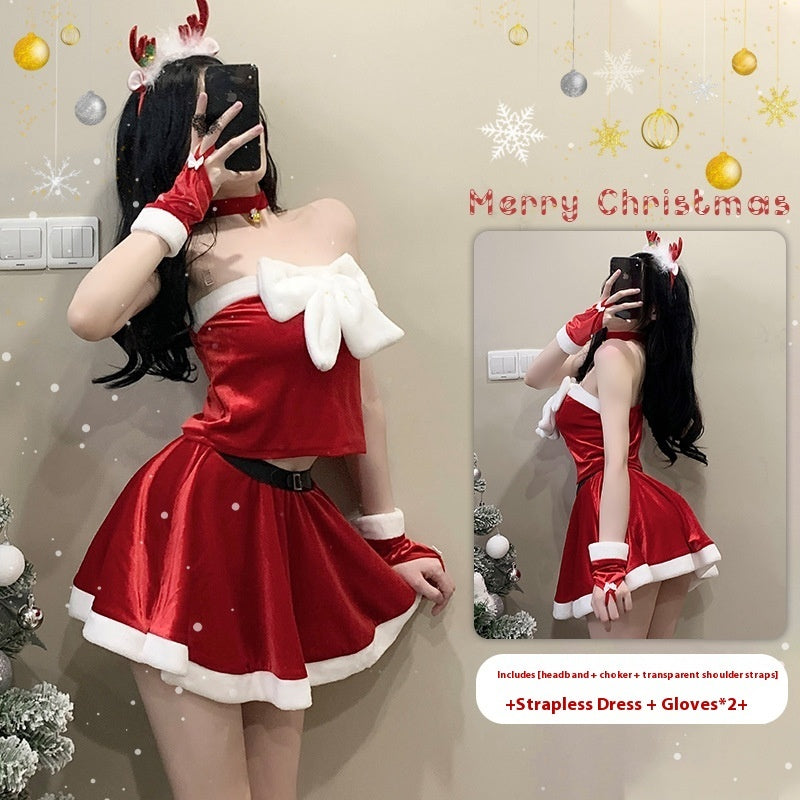 Christmas Clothes Women's Sexy Cos Costume New Year Battle Robe Sweet