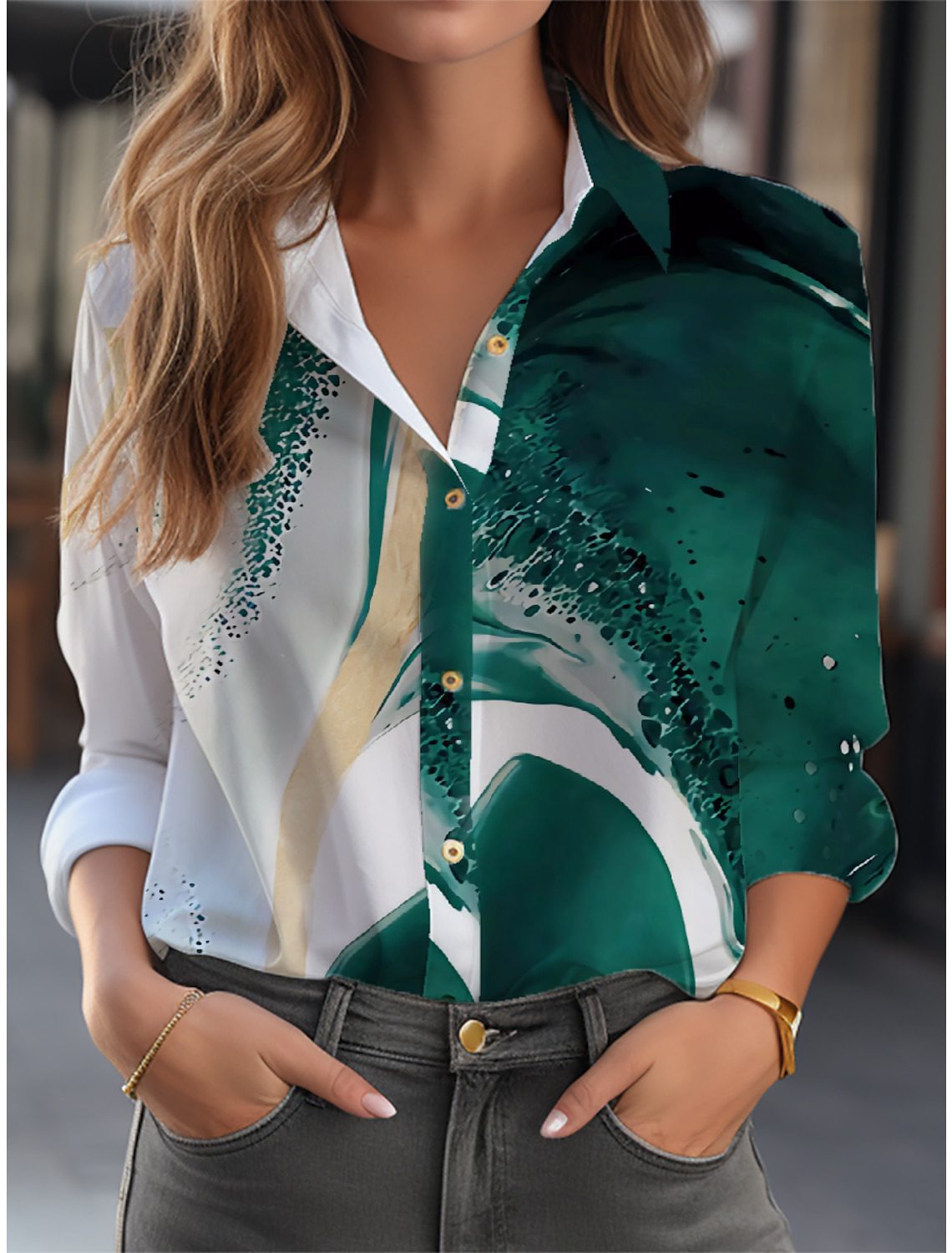Women's Cardigan 3D Flower Print Long Sleeve Shirt