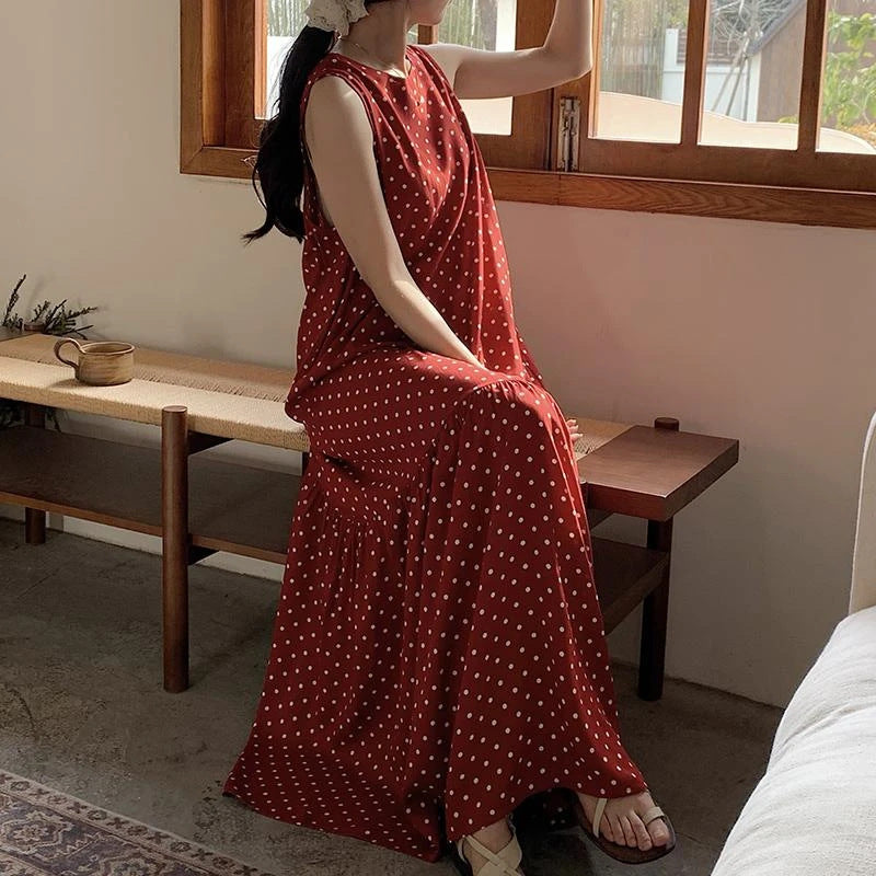 Summer Longline Korean-style Pajama Dress With Vest Style