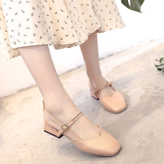 Women's Square Toe Block Heel Sandals