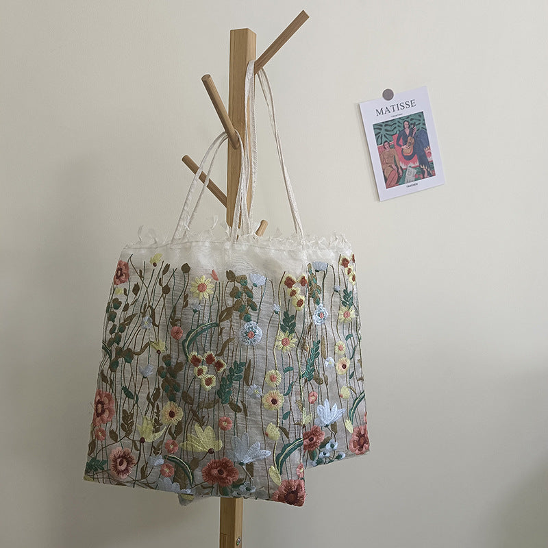 Hand Embroidered Flower Shoulder Bag Hand Lace