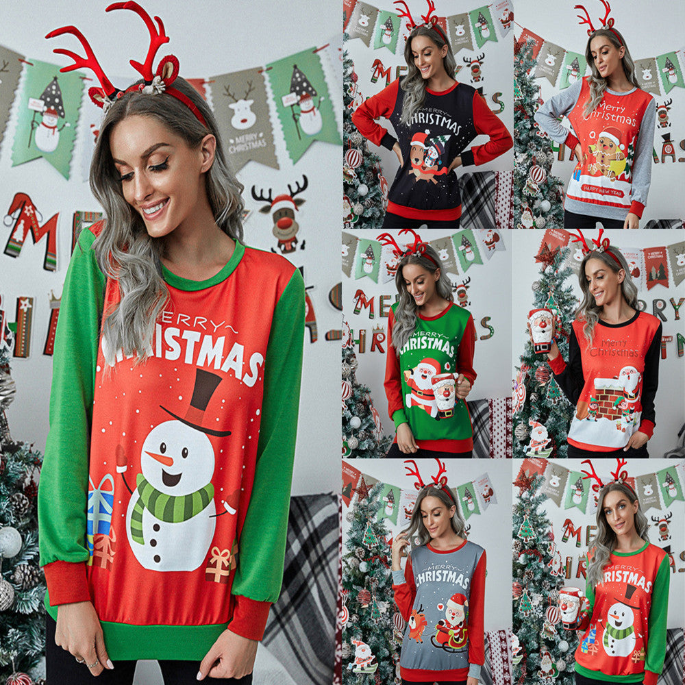 Ny juletegneserie snemand print langærmet rundhalset sweater