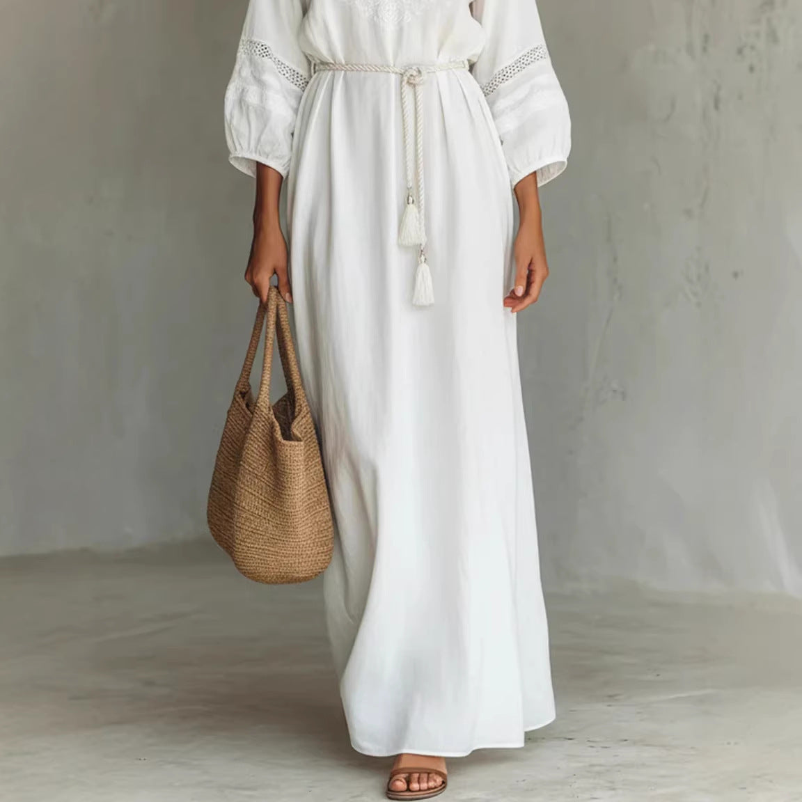 Springy Loose-fitting Figure-flattering Waist-cinching Dress