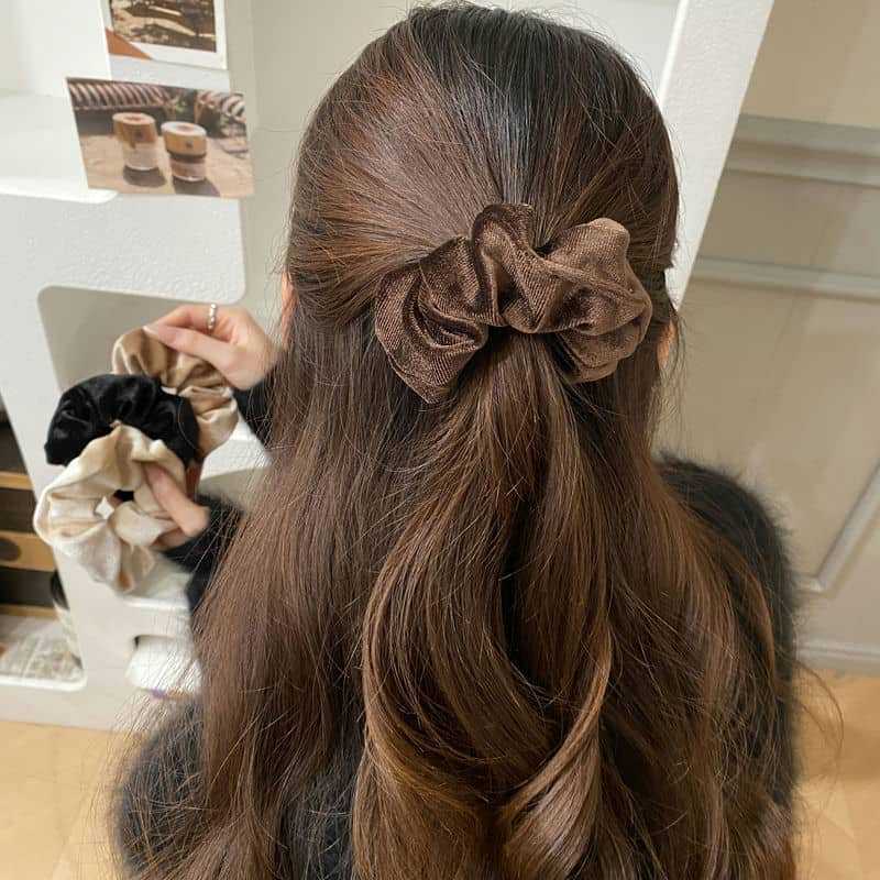 Velvet Large Hair Band Large Autumn Winter Retro American Tied-up Hair Head Flower Head Elastic