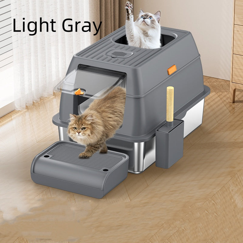 Large Anti-odor Fully Enclosed Stainless Steel Litter Box