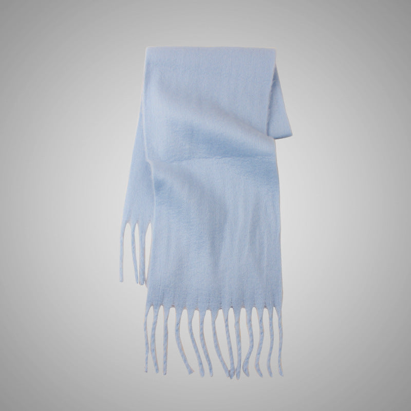 Mohair Casual Stil Blød Fluffy Ensfarvet Varmt Tørklæde