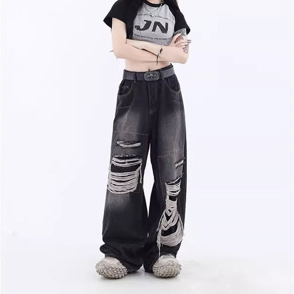 Dame American High Street Niche Design Ripped Jeans
