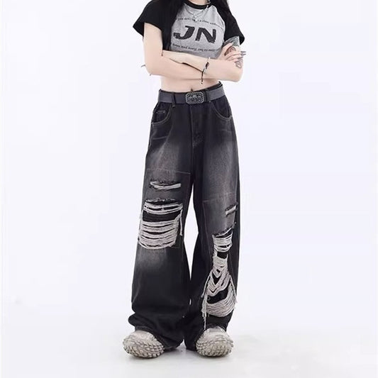 Dame American High Street Niche Design Ripped Jeans