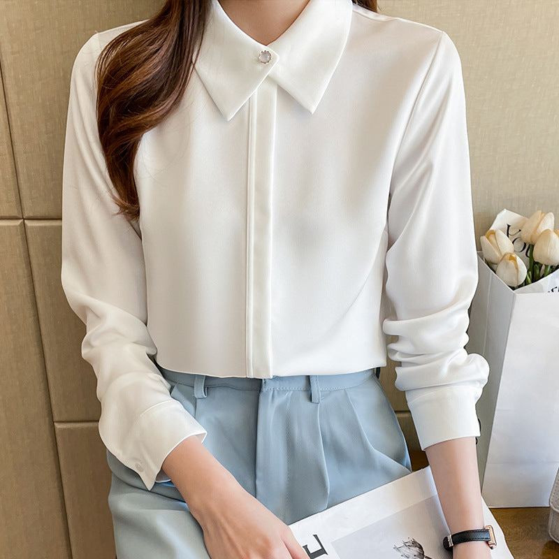 Business Chiffon Bluse Dame Langærmede Toppe Overtøj