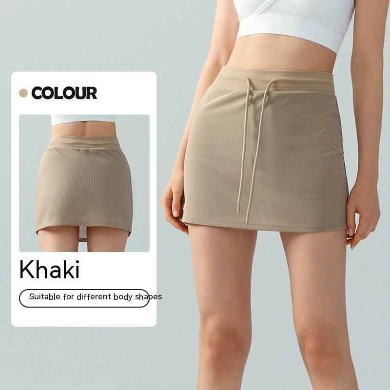 Spring And Summer Mesh Yarn False Two Pieces Sports Skirt