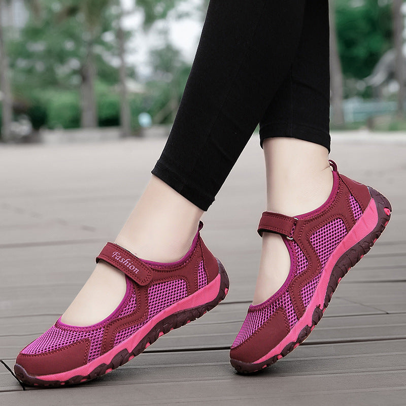 Summer Walking Women's Breathable Middle-aged Shoes Soft Bottom Non-slip