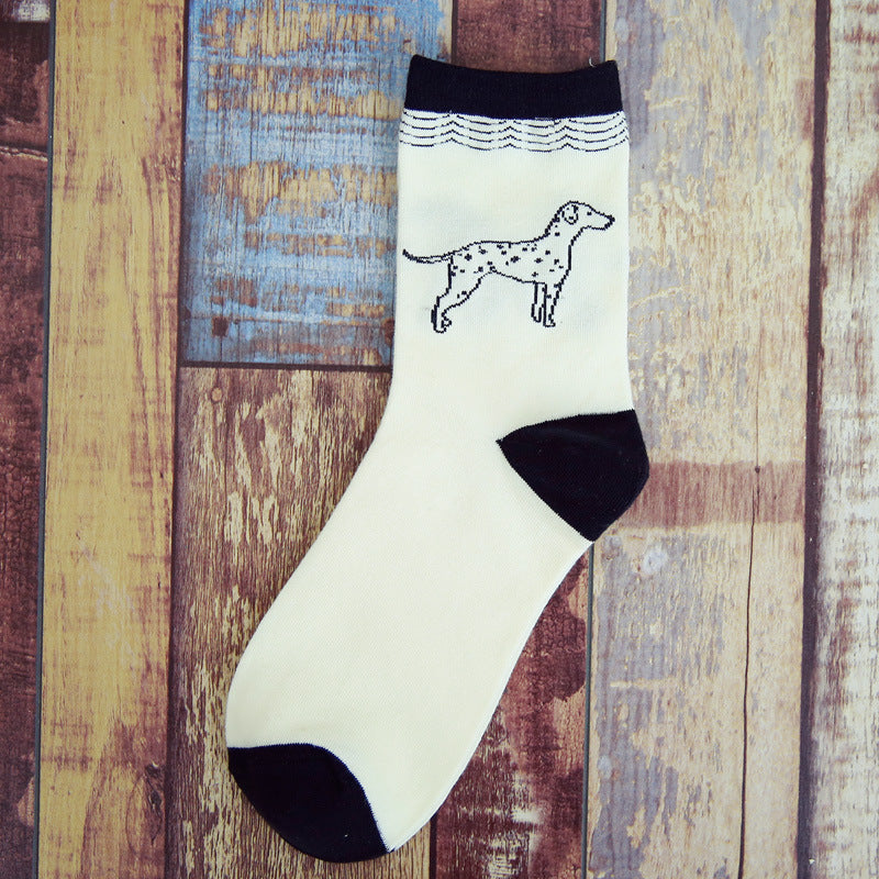 Tube Socks Pet Dog Gathering Men's Socks Autumn And Winter Cartoon 100 Cotton Socks