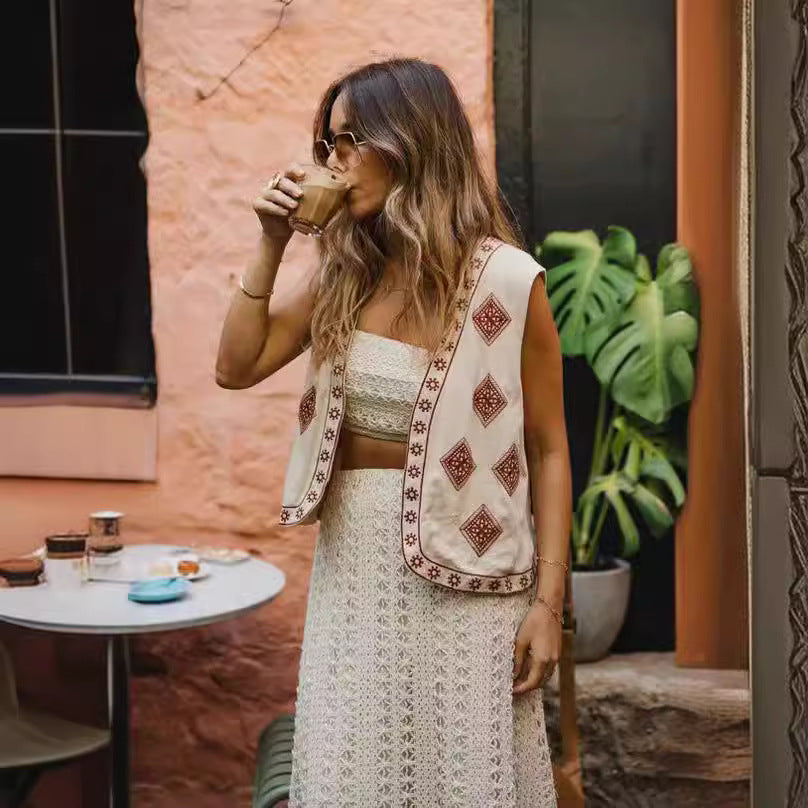 Sommer Broderi Vestjakke