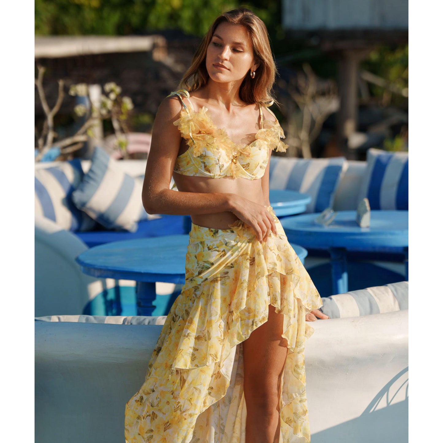 Bikini New Floral High Waist Split Swimsuit Suit Female Cross-border