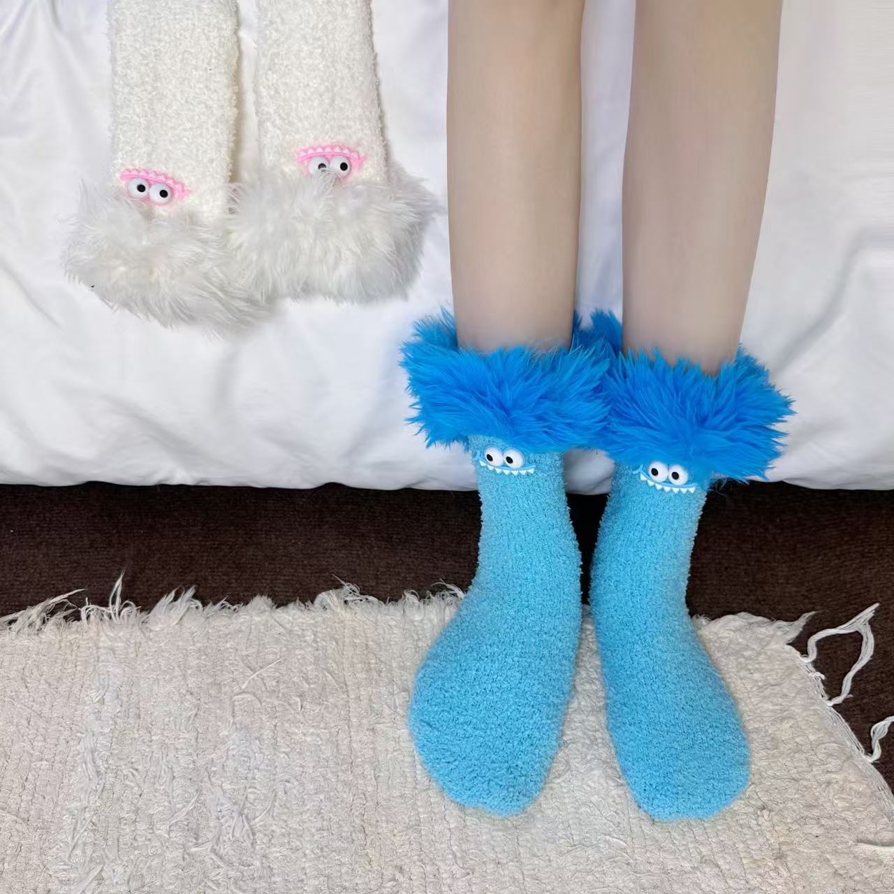 Store Mund Monster Plys Sokker Fleeceforet Tykke Varme Koralfleece