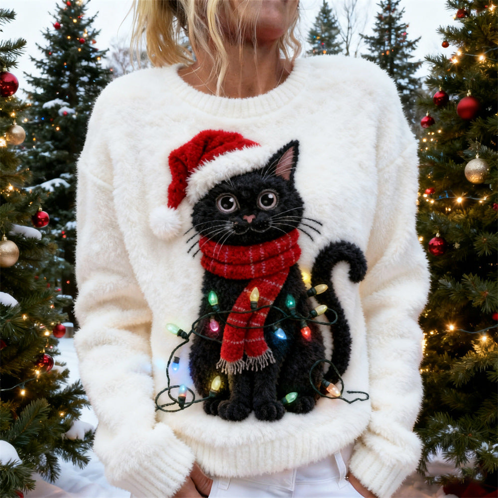 3D Digital Print Pattern Christmas Women's Flannel Sweatshirt
