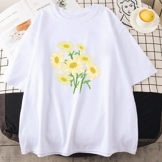 Summer Loose Short Sleeves T-shirt Men's And Women's Round Neck