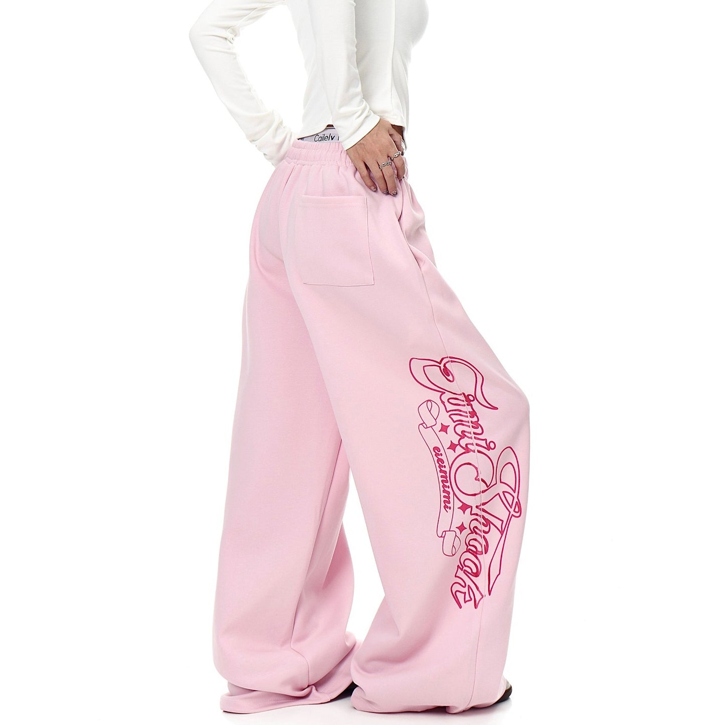 Womens Straight-Leg Sweatpants With Retro American-Style Letter Print