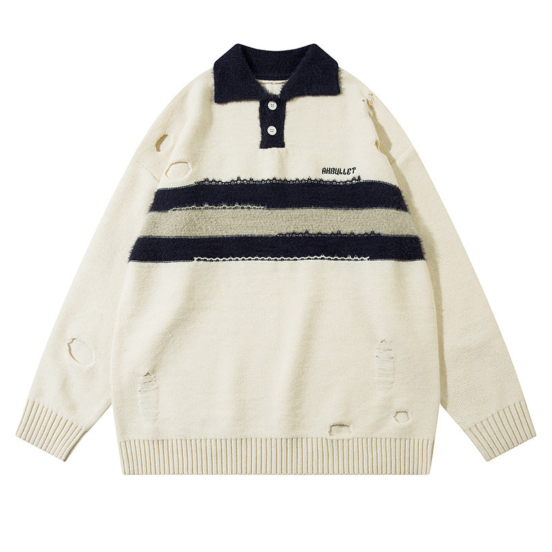 Long Sleeve Fashion Brand Sweater American Retro Lapels