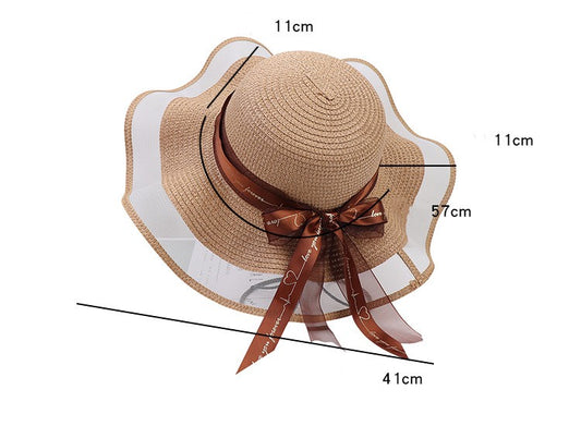 Large Eaves Bow Streamer Beach Hat Women's Outdoor Sun Protection Dome