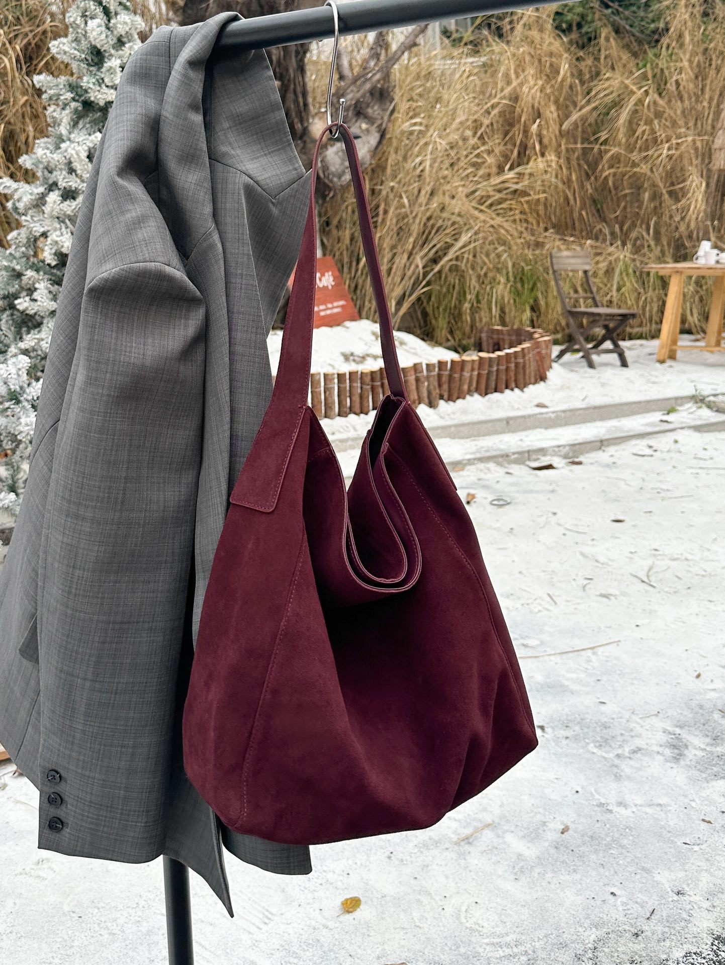 Women's Minimalist Loose Suede Shoulder Bag