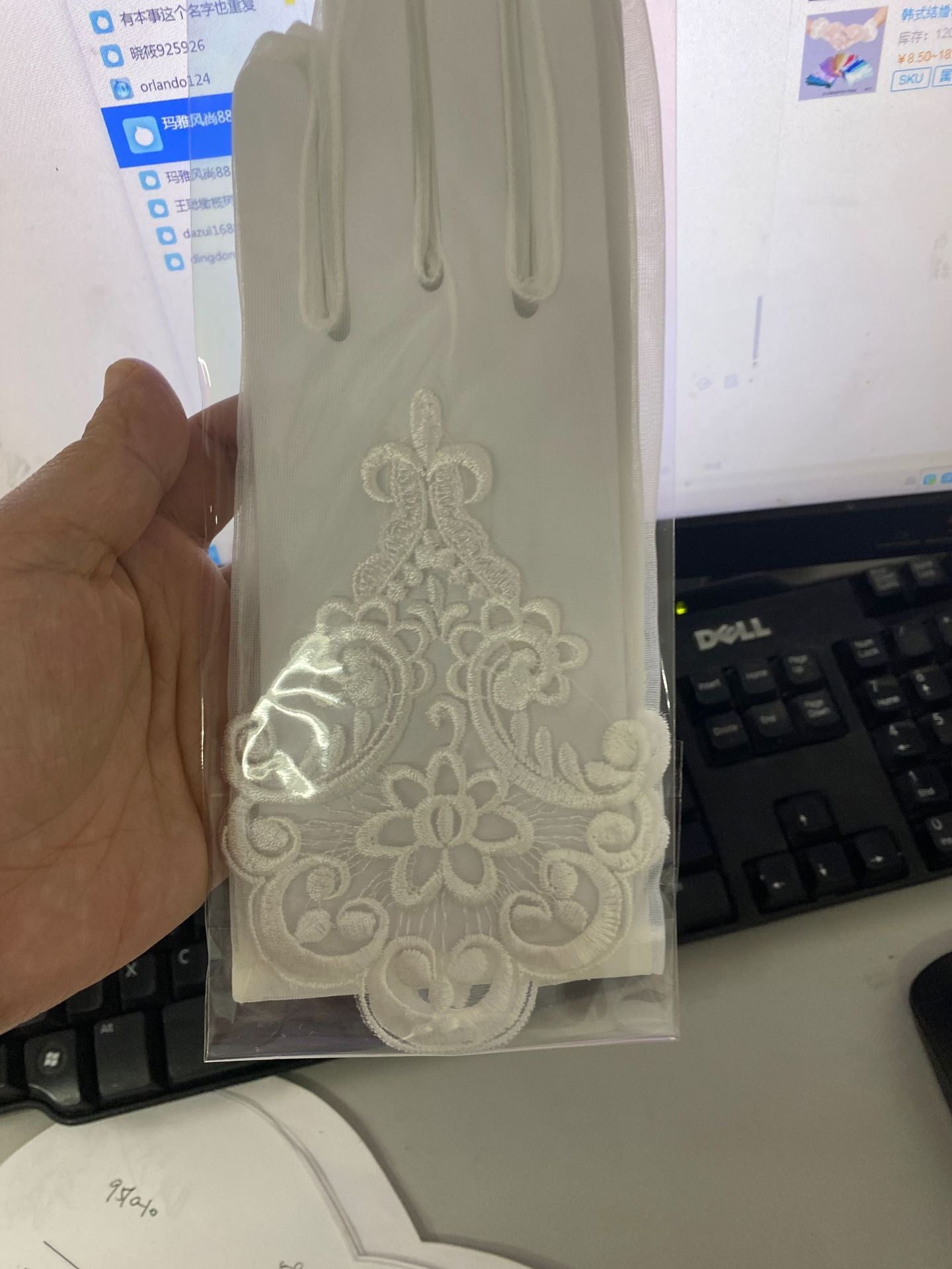 New Bride's Wedding Gloves Sunscreen Lace Hollowed Out
