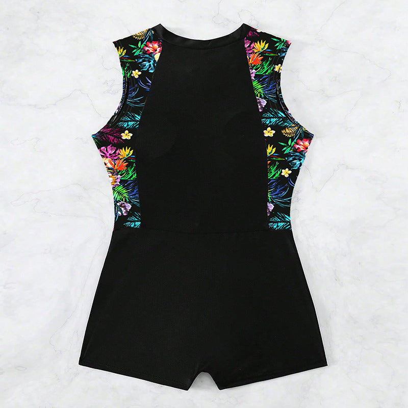 Printed Conservative Women's One-piece Swimming Suit