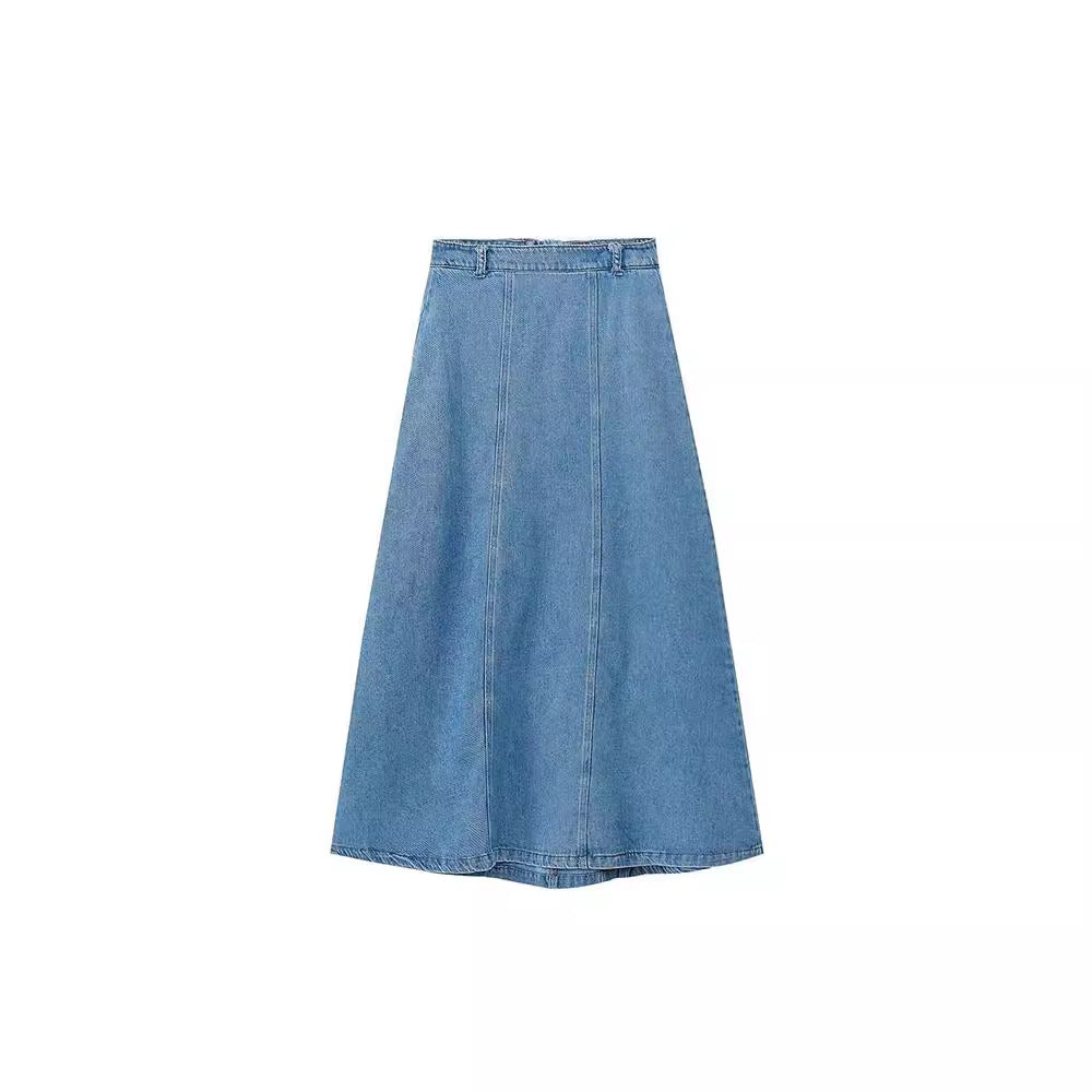 Bow-trimmed Denim Shirt Cape Dress Set