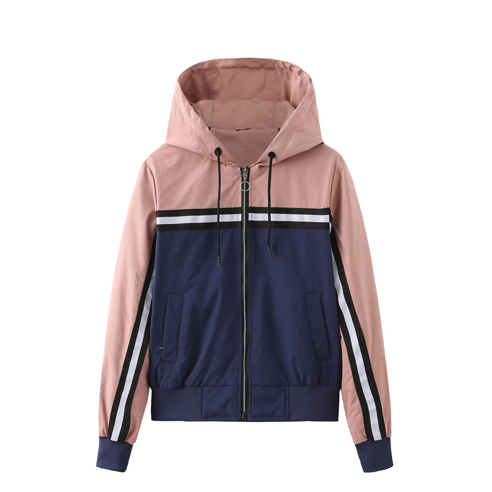 Color-blocked Thin Trench Coat For Women