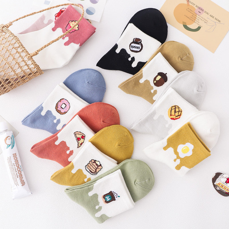 Sweet and cute color matching fruit short socks