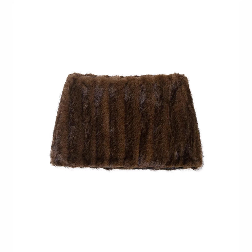 Women's Faux Fur Coat And Skirt
