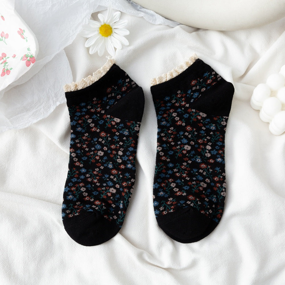 Women's Spring And Summer Lace Boat Socks