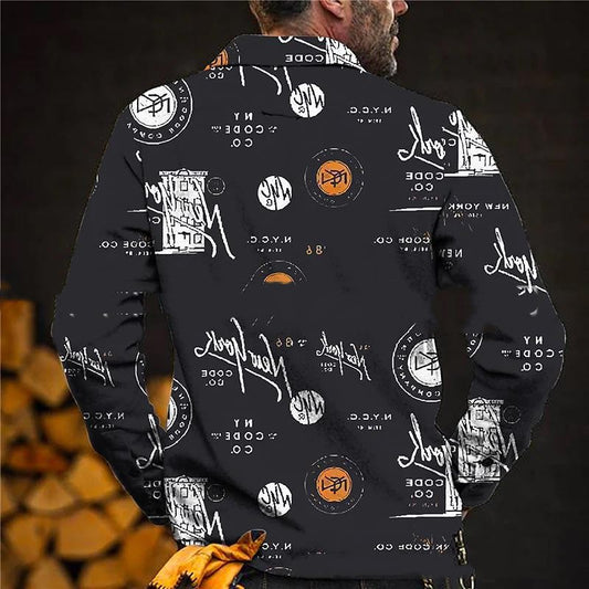 Printed Loose Jacket Coat Button Cardigan