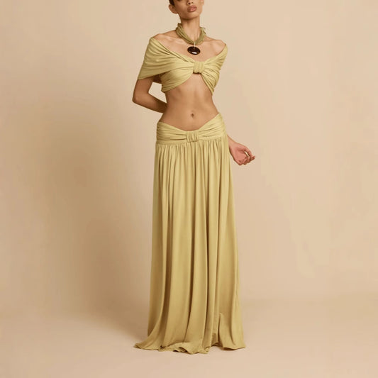 Bustier-style Waist-cinching Fashion Set Dress In Solid Color