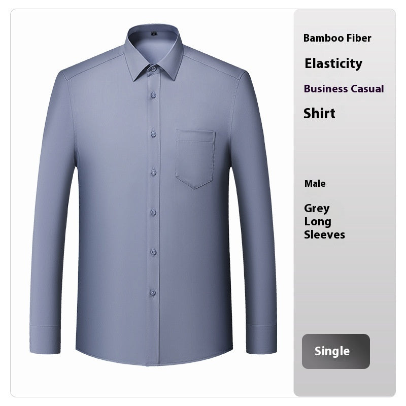 Bamboo Fiber White Shirt Men's Professional Short Sleeve