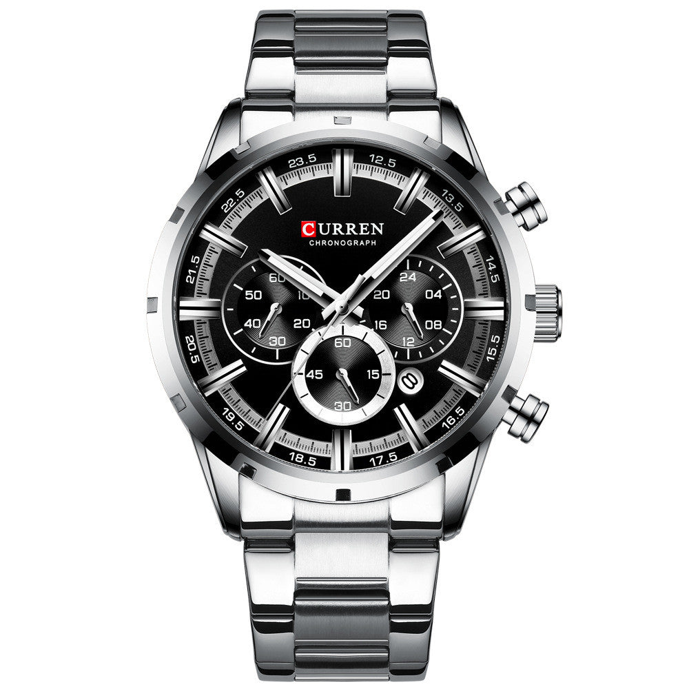Quartz Six-hand Calendar Steel Band Business Men's Watch